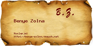 Benye Zolna névjegykártya